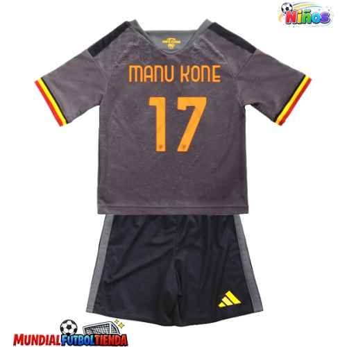 Camiseta AS Roma Manu Kone #17 Tercera Equipación Replica 2026-27 para niños mangas cortas (+ Pantalones cortos)